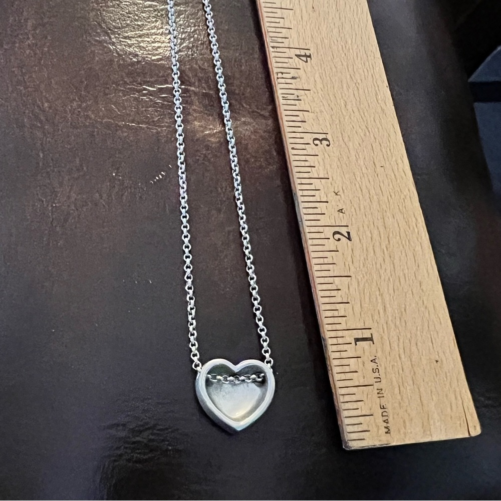 Swarovski Silver Heart Crystal Lined Pendant on Silver Tone Chain - Picture 4 of 5